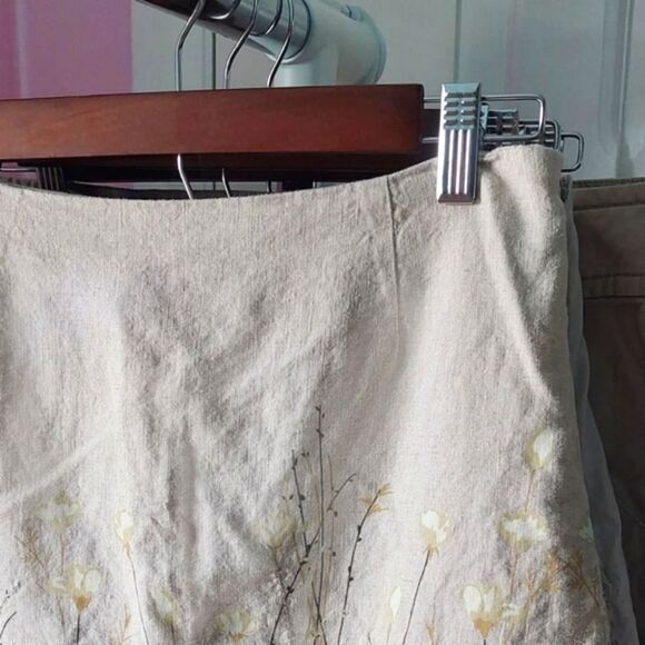 Tailor B. Moss Wildflower Print Embroidered Linen Pencil Skirt Sz 8 - Picture 5 of 7
